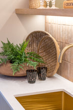 Load image into Gallery viewer, Clear and brown decorative drinking glass