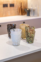 Load image into Gallery viewer, Clear, brown and green decorative drinking glass