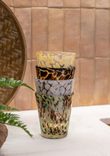 Load image into Gallery viewer, Clear and brown decorative drinking glass