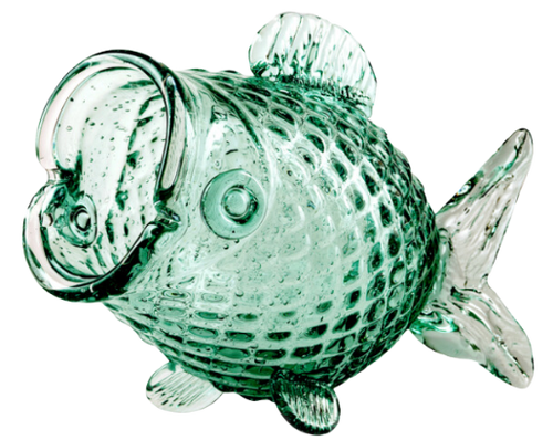 Green glass fish jar