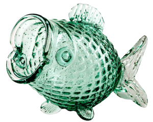 Green glass fish jar