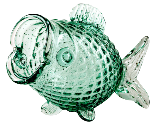 Green glass fish jar