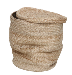 Natural jute lidded basket