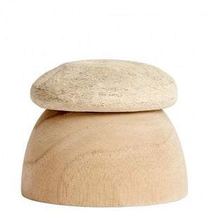 Teak & sandstone lidded pot 10cm