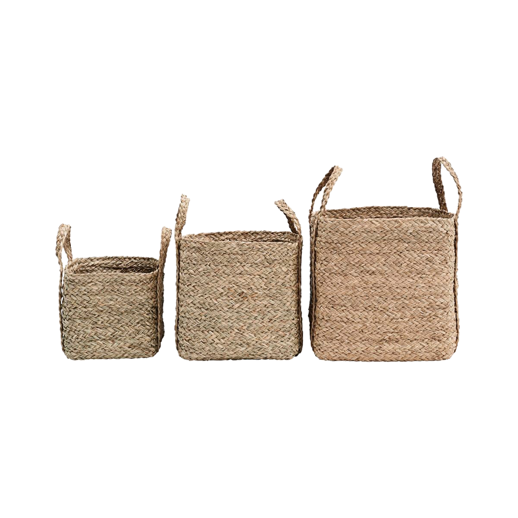 Square natural seagrass basket