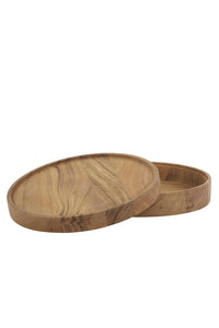 Acacia wood storage pot medium