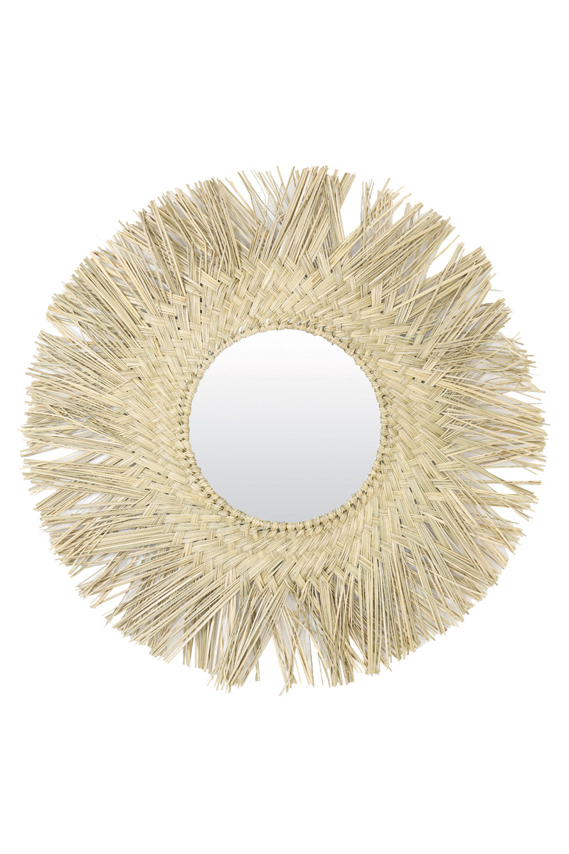 Natural straw wall mirror