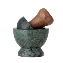 Load image into Gallery viewer, Green marble and mango wood pestle and mortar