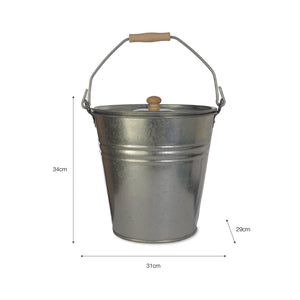 BUCKET WITH LID, GALVANISED STEEL