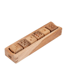 Load image into Gallery viewer, Teak &#39;jade&#39; wooden dice set