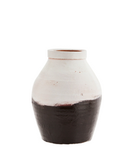 Load image into Gallery viewer, Dark brown &amp; off white earthenware vase