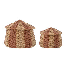 Load image into Gallery viewer, Red striped baskets set of 2