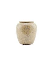 Load image into Gallery viewer, Pale green/beige glazed earthenware vase