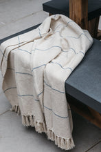 Load image into Gallery viewer, Cream and blue striped throw 130x160