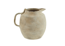 Load image into Gallery viewer, Washed beige handled stoneware jug vase