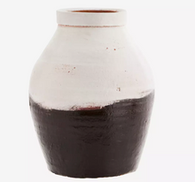 Load image into Gallery viewer, Dark brown &amp; off white earthenware vase