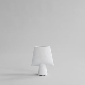 Sculptured bone white square vase