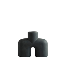Load image into Gallery viewer, Sculptured black curved vase large
