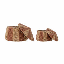 Load image into Gallery viewer, Red striped baskets set of 2