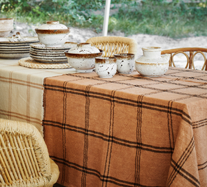 Brick & black check table cloth 150x150cm