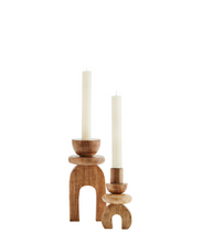 Load image into Gallery viewer, Set of two mango wood candle holders