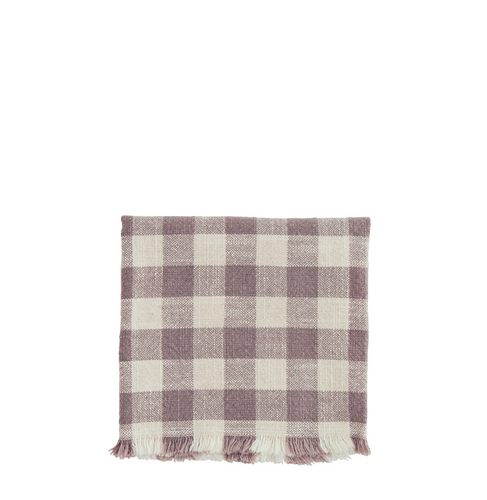 Lilac & ecru check tea towel