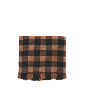 Brick & black check tea towel