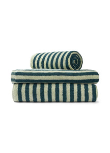 Green & teal striped bath sheet