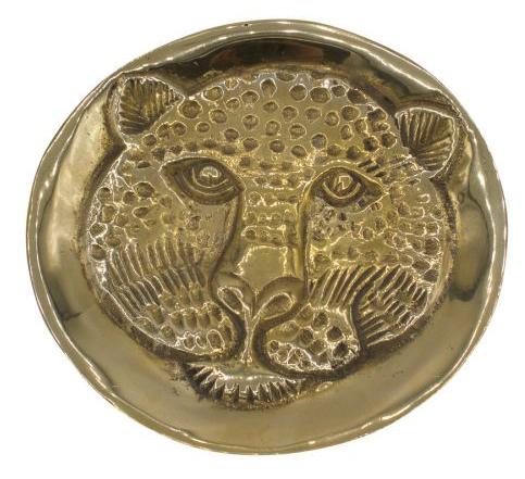 BRASS LEOPARD HEAD DISH